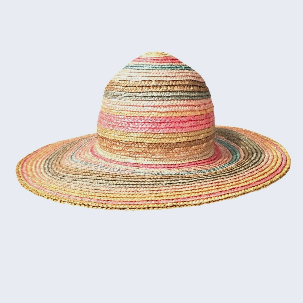 Cappelli Straworld Sun Hat Womens OS Multicolored Striped Woven Straw Wide Brim